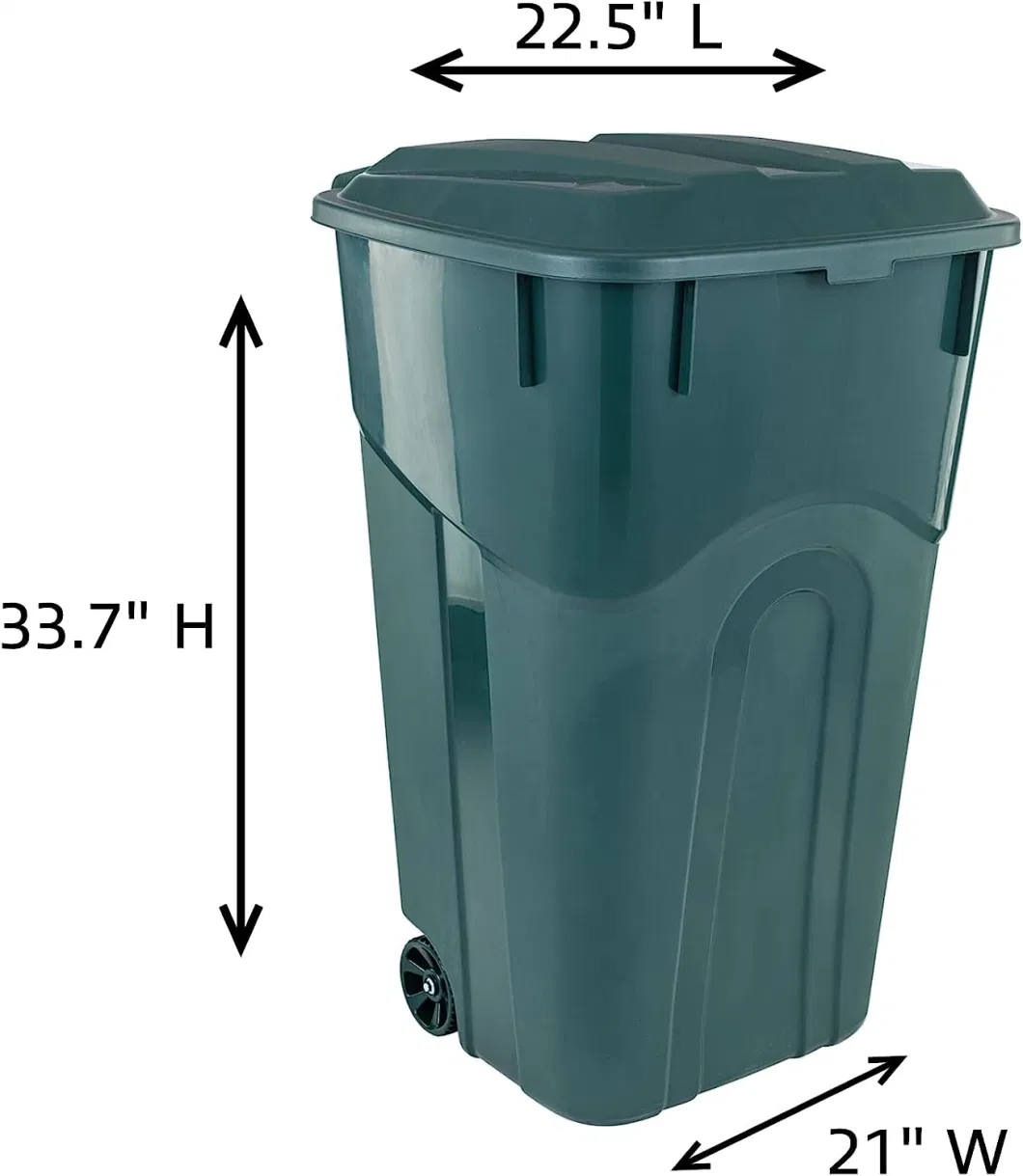 Attached Snap Lock Lid and Heavy-Duty Handles Wheeled Outdoor Garbage Can