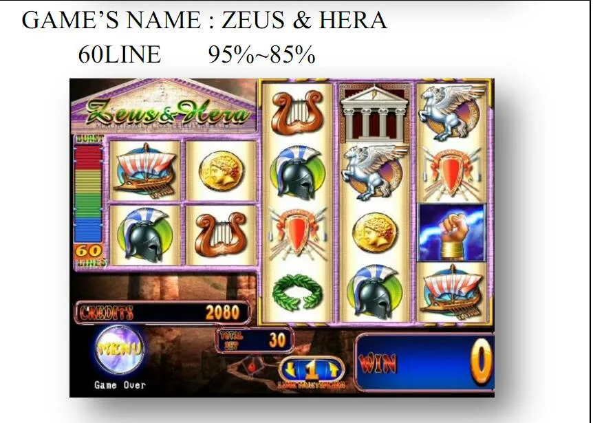 Zeus Slot Gambling Casino Video Arcade Game Machine