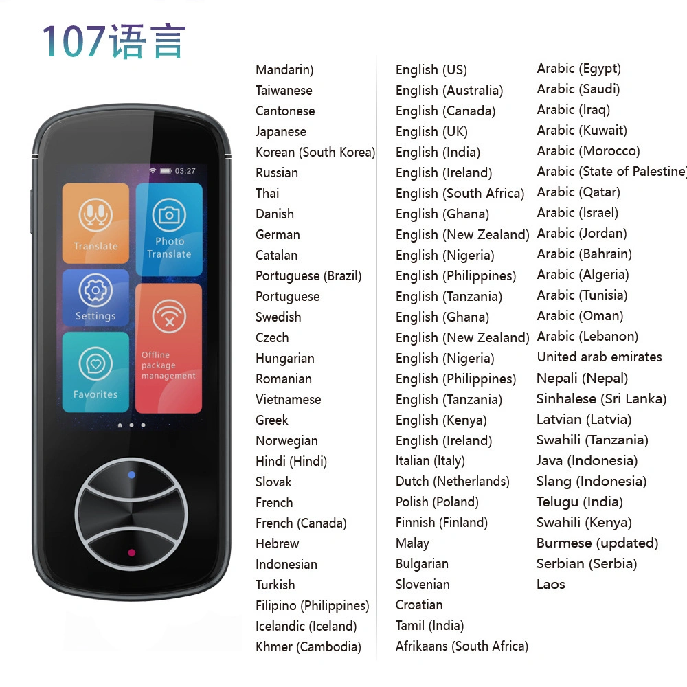 Photo Language Translator Device Portable Real-Time Voice Translation in 100+ Different Languages and Accents for Learning, Travel, Business and Daily Tasks V10