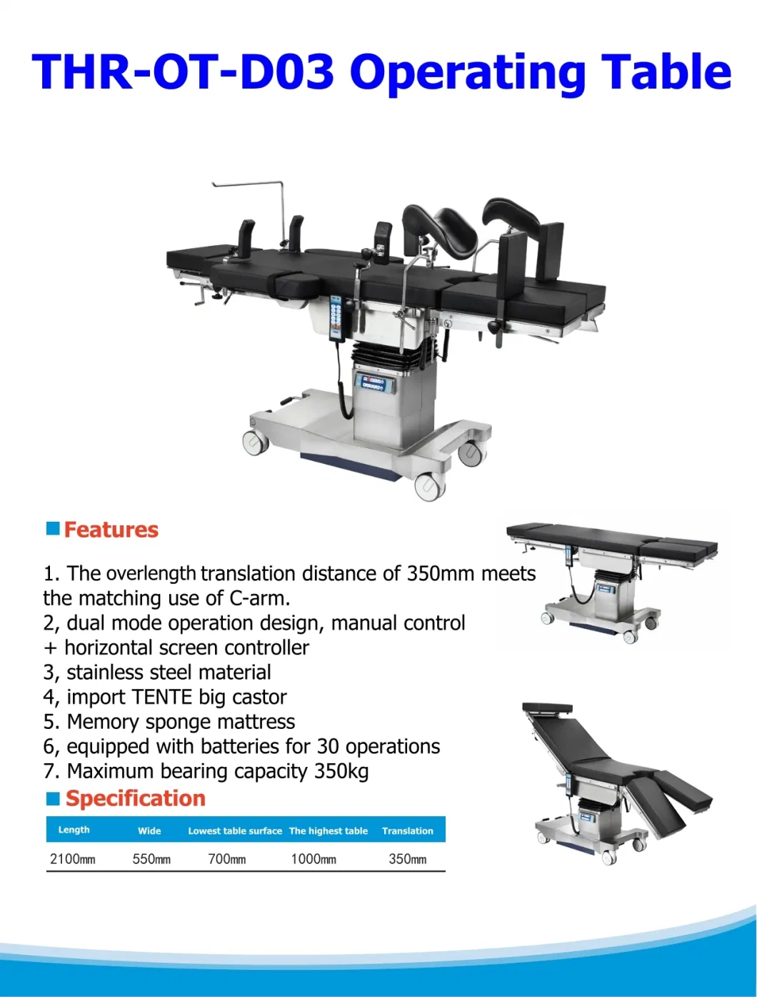 Factory Price Medical Electric Surgical Orthopedic Operating Table (THR-OT-D03)