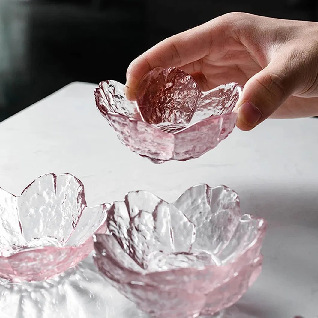 Pink Dipping Kitchen Daily Seasoning Japanese Glass Cherry Blossom Dish Bowl