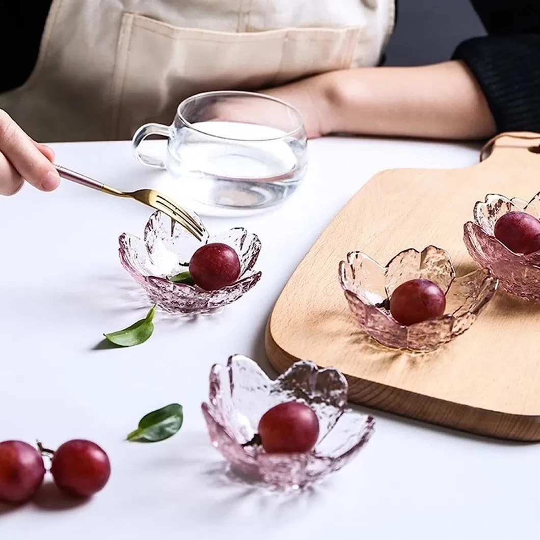 Pink Dipping Kitchen Daily Seasoning Japanese Glass Cherry Blossom Dish Bowl