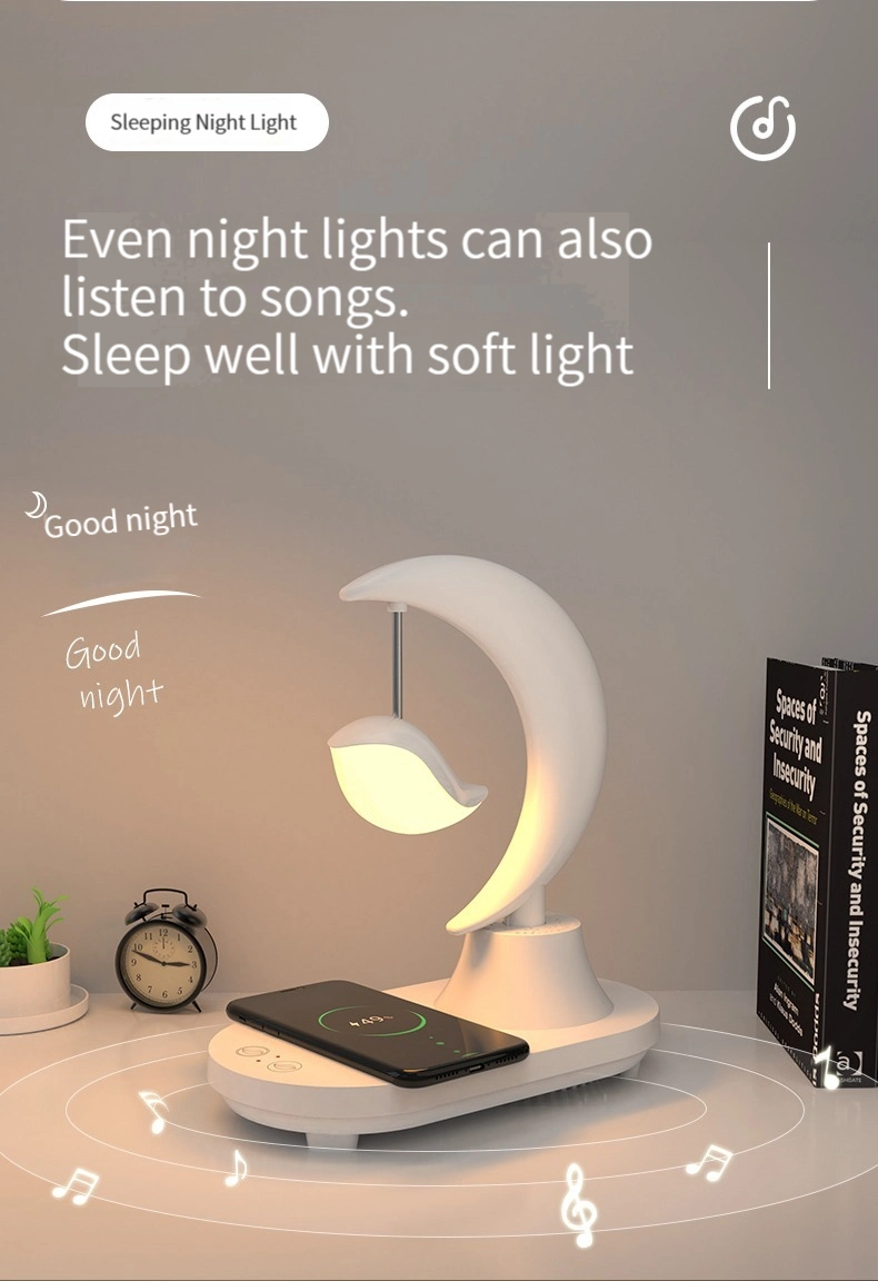 Portable 3D Stereo Surround Bluetooths Music Light Bedside Table Lamp Wireless Charger