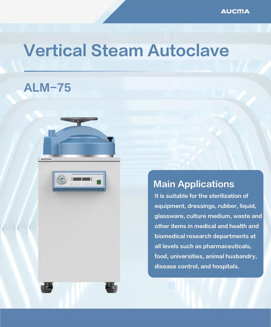 Aucma 75L Vertical Steam Autoclave/Sterilizer (ALM-75)