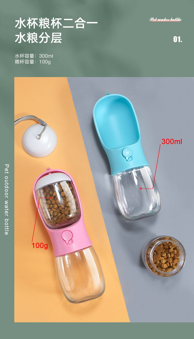 Pet 2-in-1 Accompanying Portable Pet Drinking Bottle