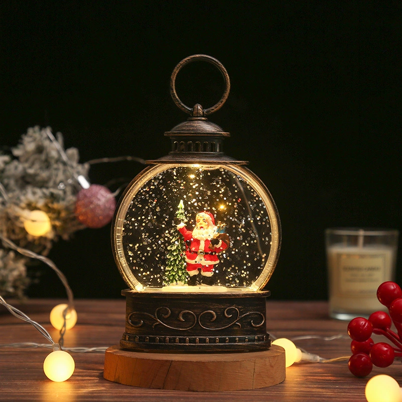 Christmas Decoration Wind Lantern Christmas Gift Accompanying Gift Santa Claus Water Injection Night Light Christmas Small Ornament