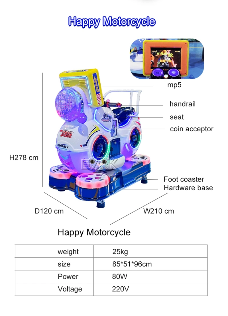 Happy Motorcycle Kids Video Games 3D Motor Kiddie Rides 3D Bike Game Machine