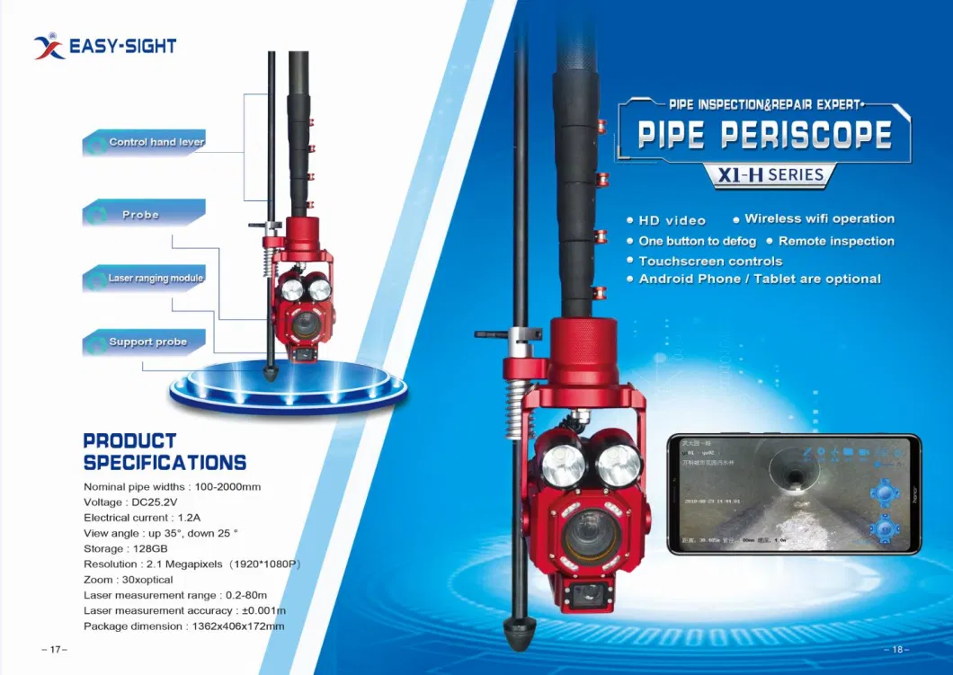 Wireless Periscope and Sewer Inspection Camera for Pipeline CCTV Inspection