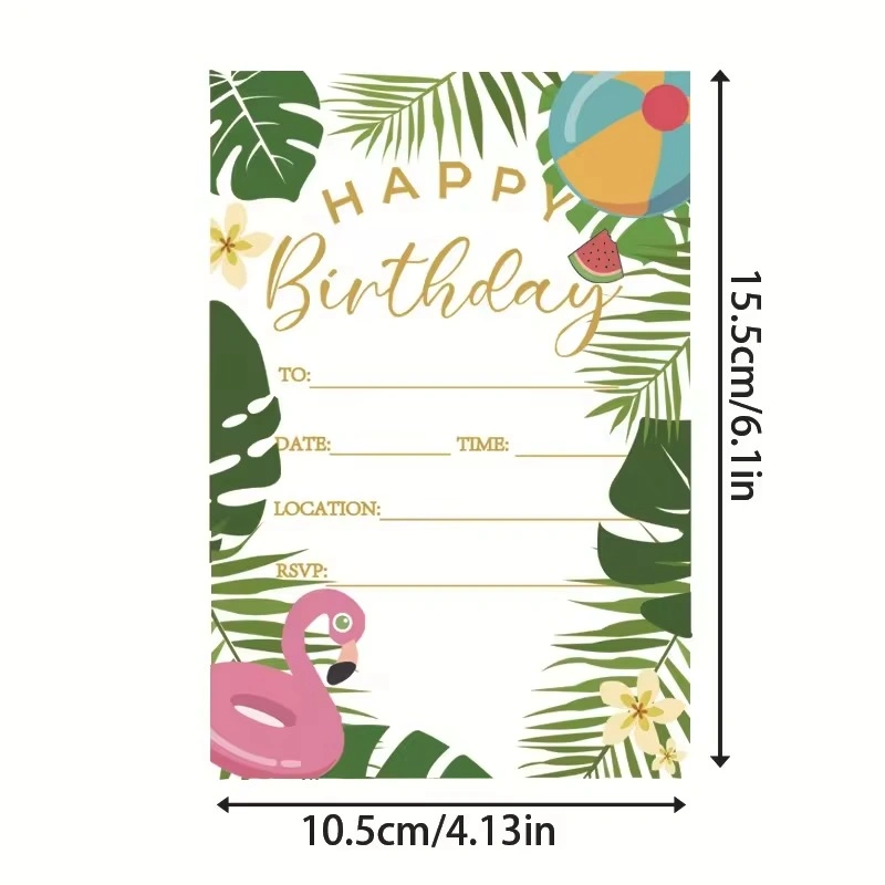 2024 Hawaiian Theme Summer Beach Party Invitation Happy Birthday Recyclable Greeting Card