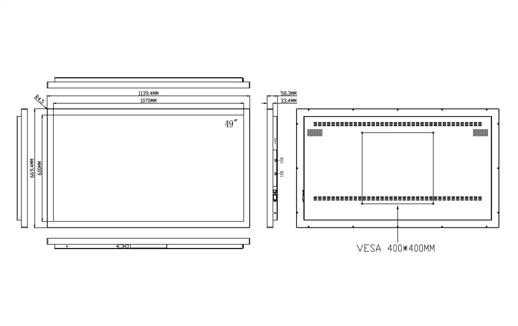 49 Inch LCD Touchscreen Android Monitor Bus TV for Advertisement