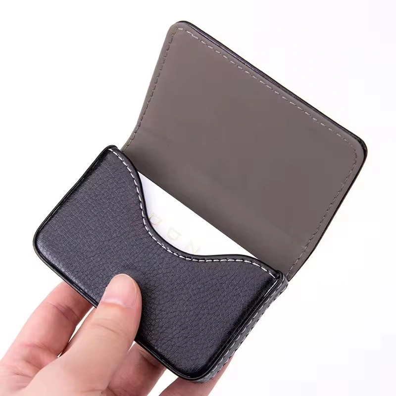 Promotional Custom Logo PU Leather Covered Business Card Case Leather Card Holder