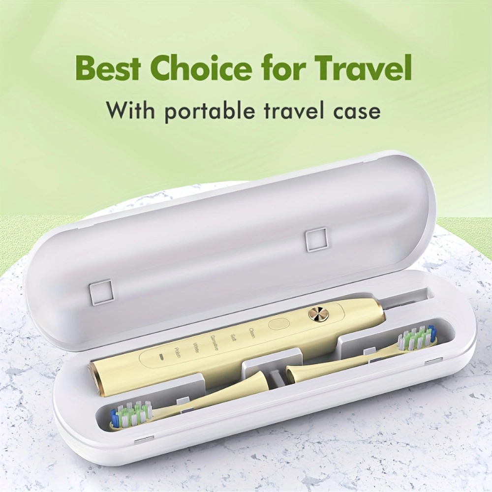 Wireless Rechargeable Electric Sonic Waterproof Ultrasonic Teeth Whitening &amp; Travel Case Toothbrush