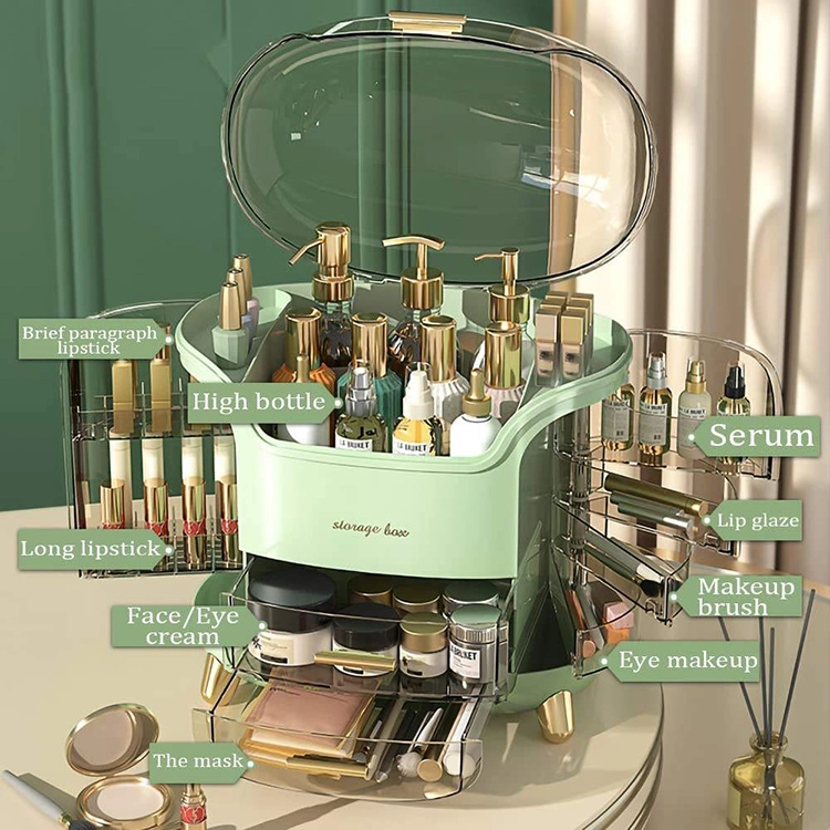 Dust Water Proof Cosmetic Drawers Display Case Makeup Organizer Storage Box