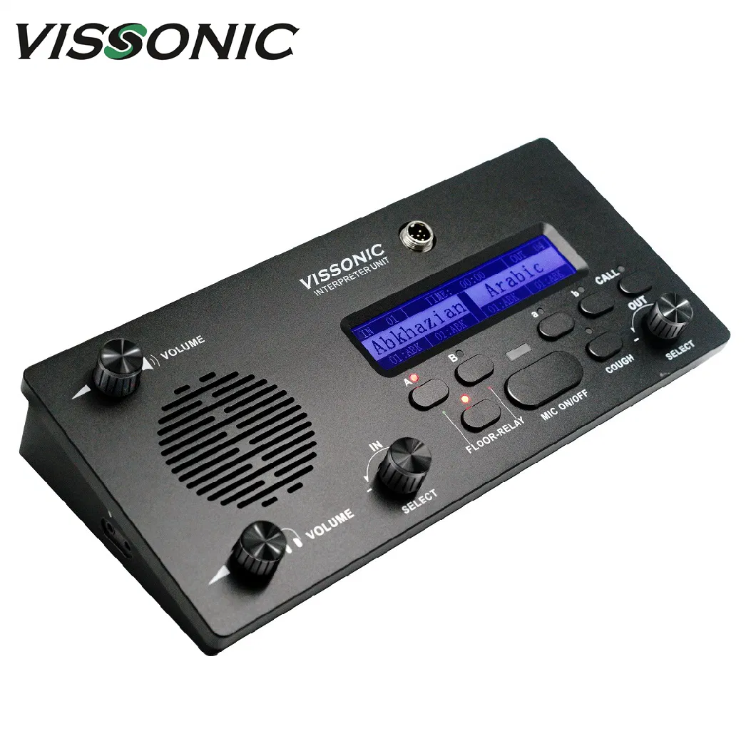 Vissonic Modern Designed Full Digital Simultaneous Interpretation IR Language Distribution System 64 Channels Interpreter Unit