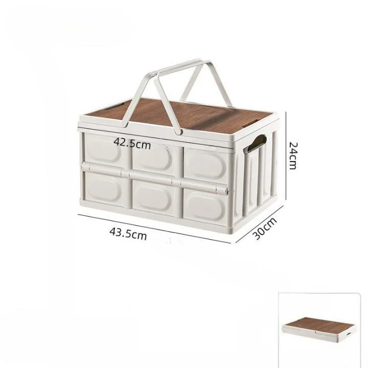 Hot Sale Plastic Wood Lid Handbasket Easy Carry Foldable Camping Storage Box