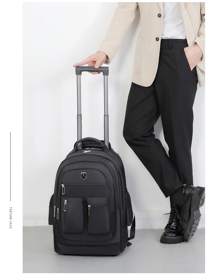 2024 Foreign Trade Trolley Backpack Multi-Functional Travel Backpack Universal Wheel Business Trip Short-Distance Luggage Bag Student School Bag