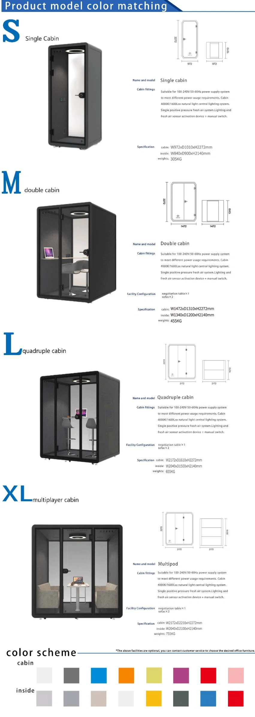 Mobile Soundproof Translation Booth Suited 2 Person for Simultaneous Conference System Room