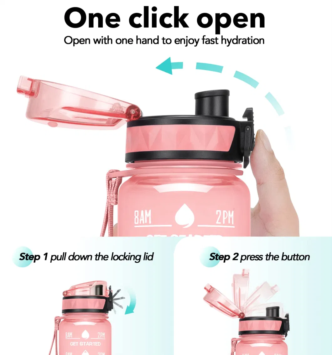 Hot Sale Motivational Time Marker Fruit Strainer Leak-Proof BPA Free Water Bottle