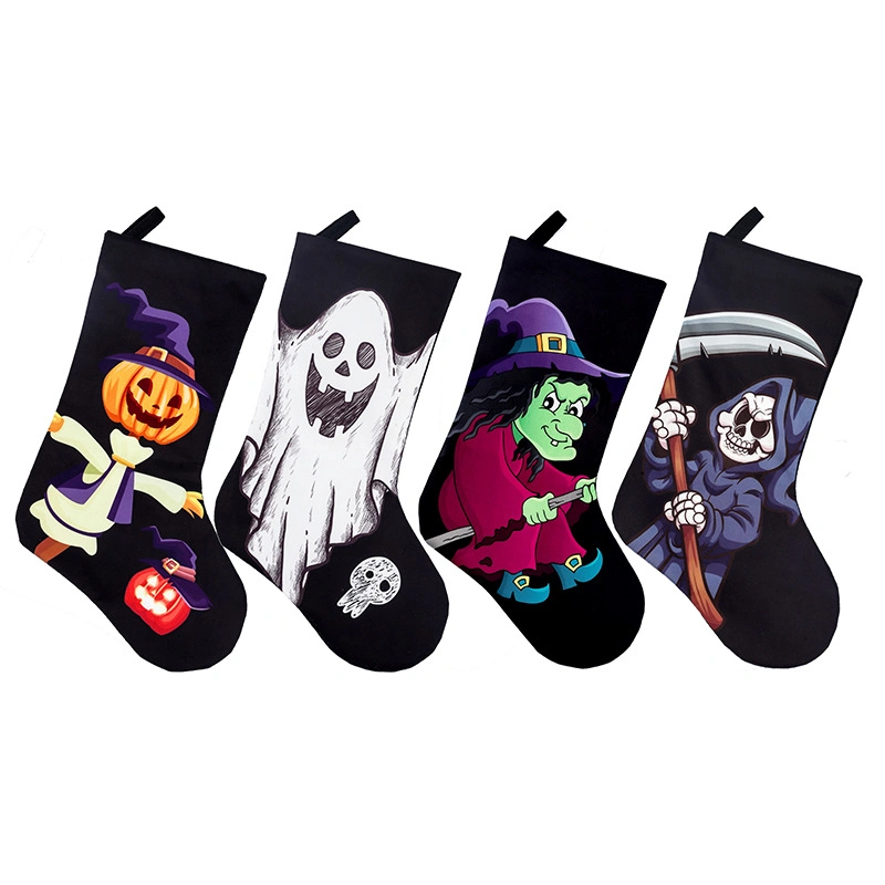 Halloween Decoration Socks Ghost Festival Skull Ghost Print Gift Bag Hanging Charm Hanging Ornament Horror Scene Decorations