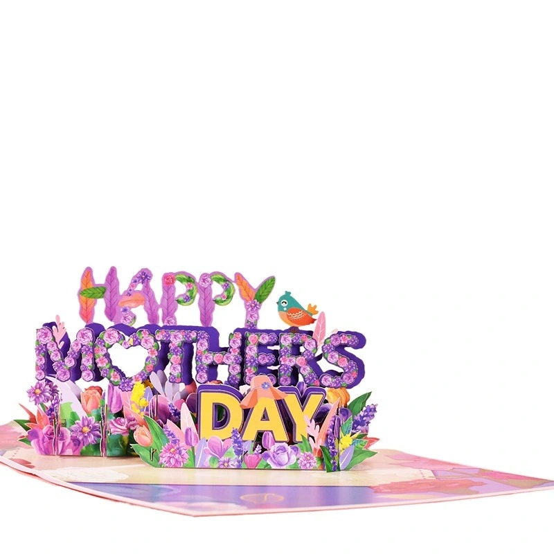 2024 New 3D Pop Up Flower Blessing Envolpe Mother&prime;s Day Engraving Wish Gift Greeting Cards