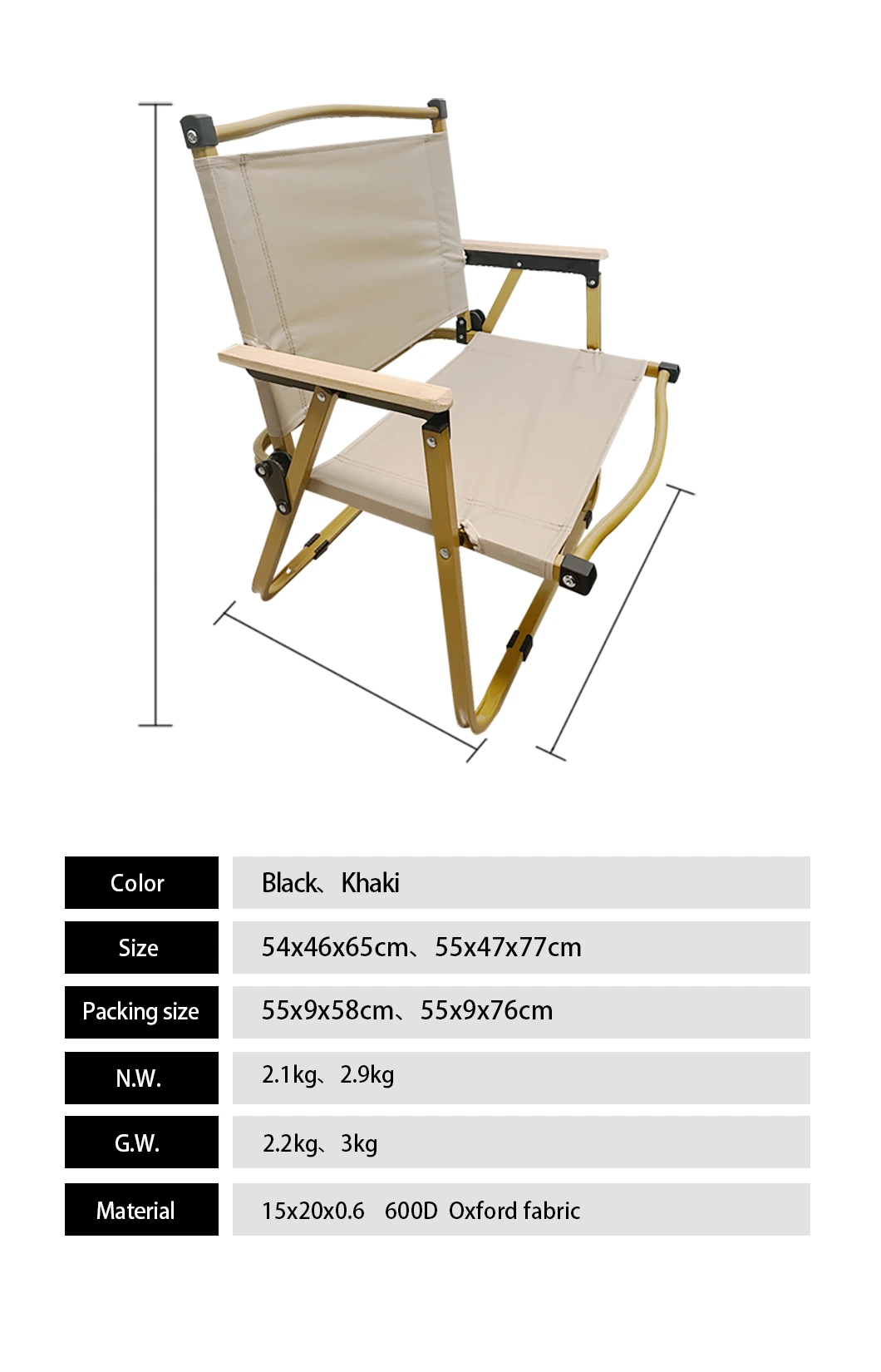 Aluminum Frame Outdoor Multifunction Wooden Beach Fishing Chair