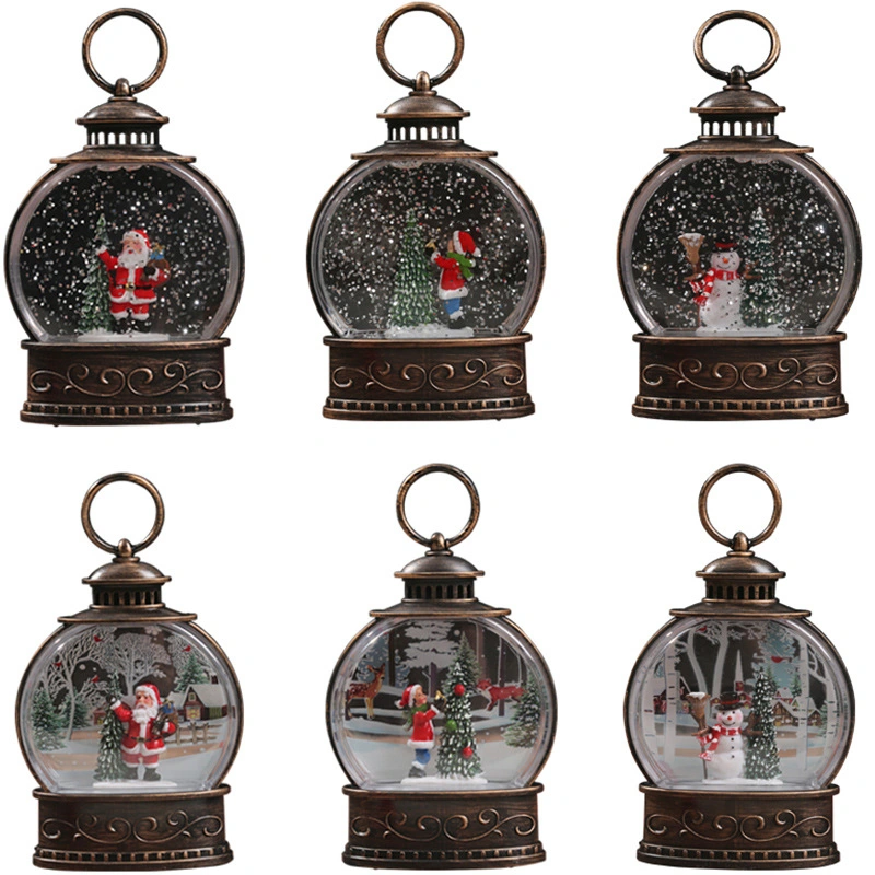 Christmas Decoration Wind Lantern Christmas Gift Accompanying Gift Santa Claus Water Injection Night Light Christmas Small Ornament