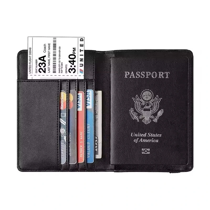 Promotional Cheap Price PU Leather Customized RFID Blocking Travel Wallet Passport Holder