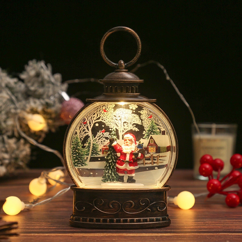 Christmas Decoration Wind Lantern Christmas Gift Accompanying Gift Santa Claus Water Injection Night Light Christmas Small Ornament