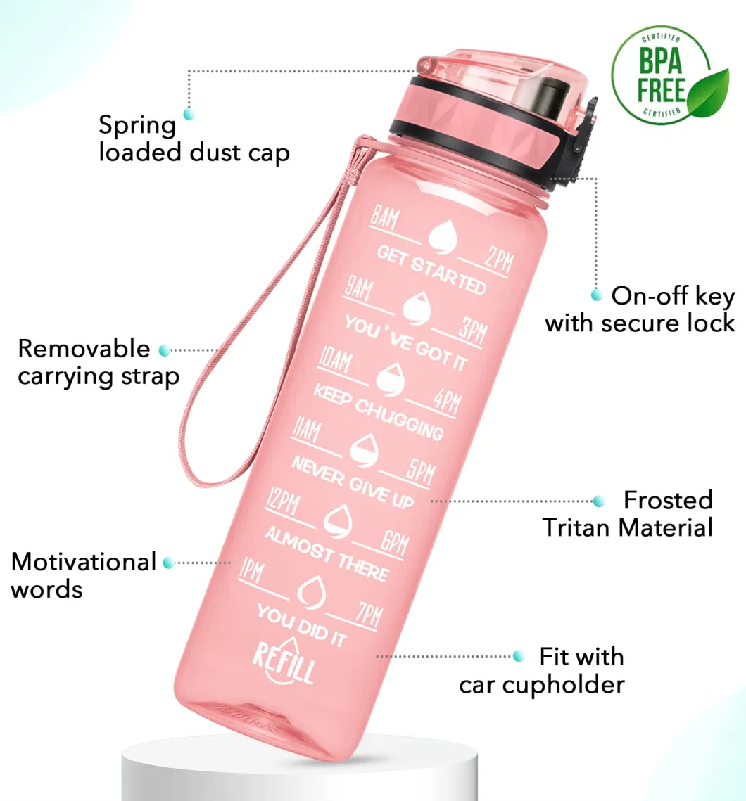 Hot Sale Motivational Time Marker Fruit Strainer Leak-Proof BPA Free Water Bottle