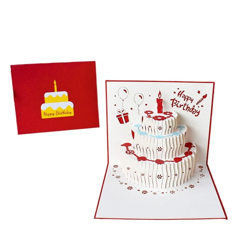 2024 New Style Custom Invitation Greeting Gift Envelope 3D Pop-up Happy Birthday Card