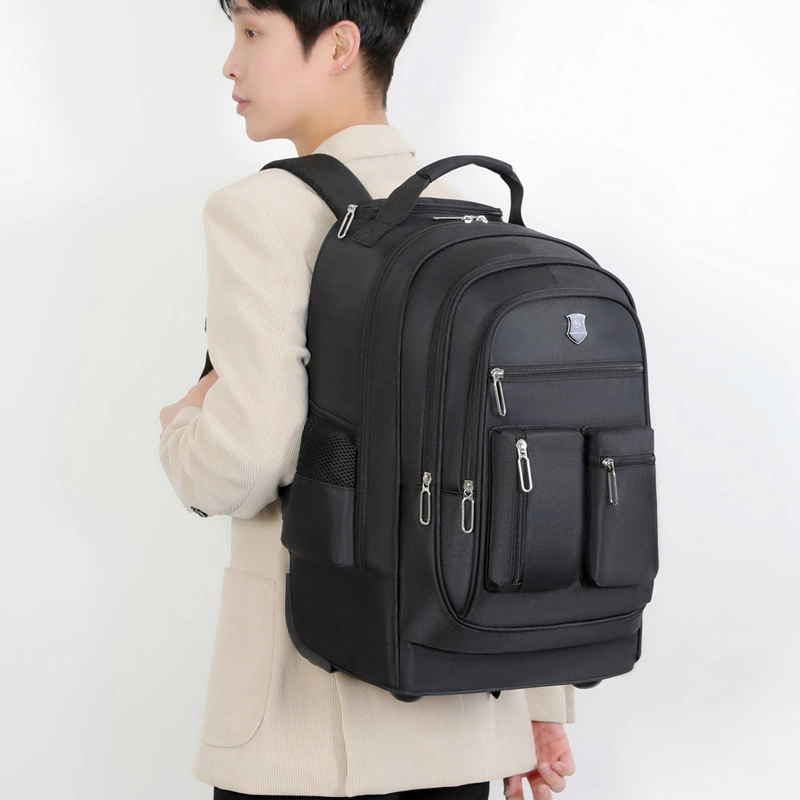 2024 Foreign Trade Trolley Backpack Multi-Functional Travel Backpack Universal Wheel Business Trip Short-Distance Luggage Bag Student School Bag