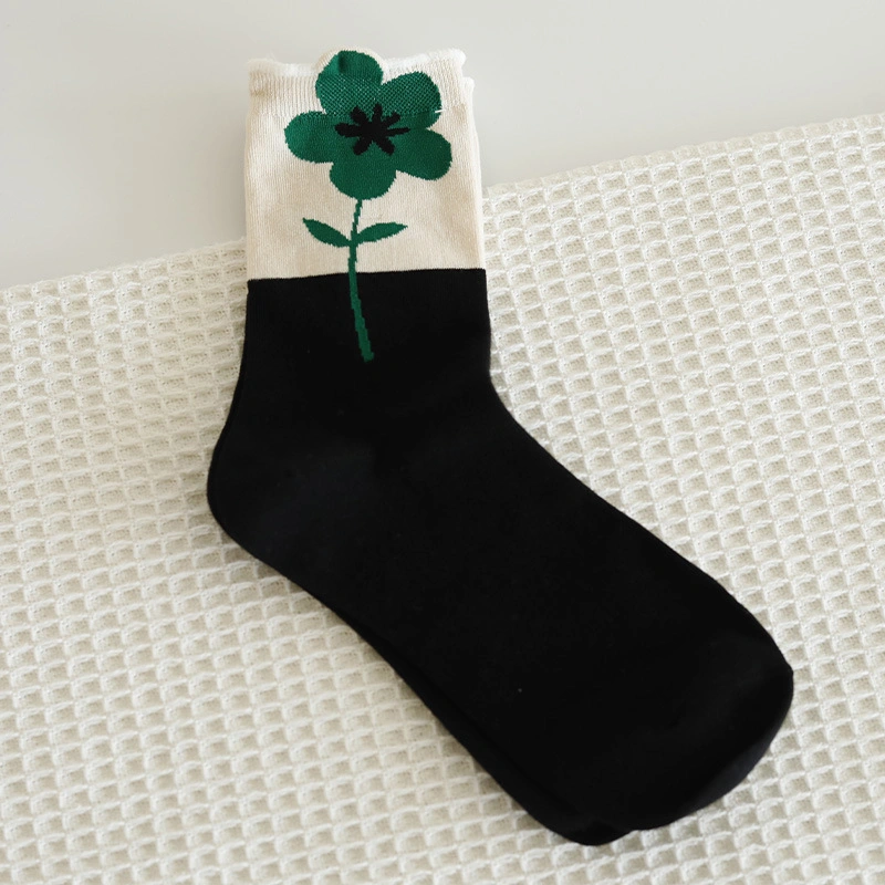 Tulip Flower MID-Thigh Women Spring and Summer Three-Dimensional Small Flower Petals Long Ins Tide Japanese Sweet Wind Cotton Socks