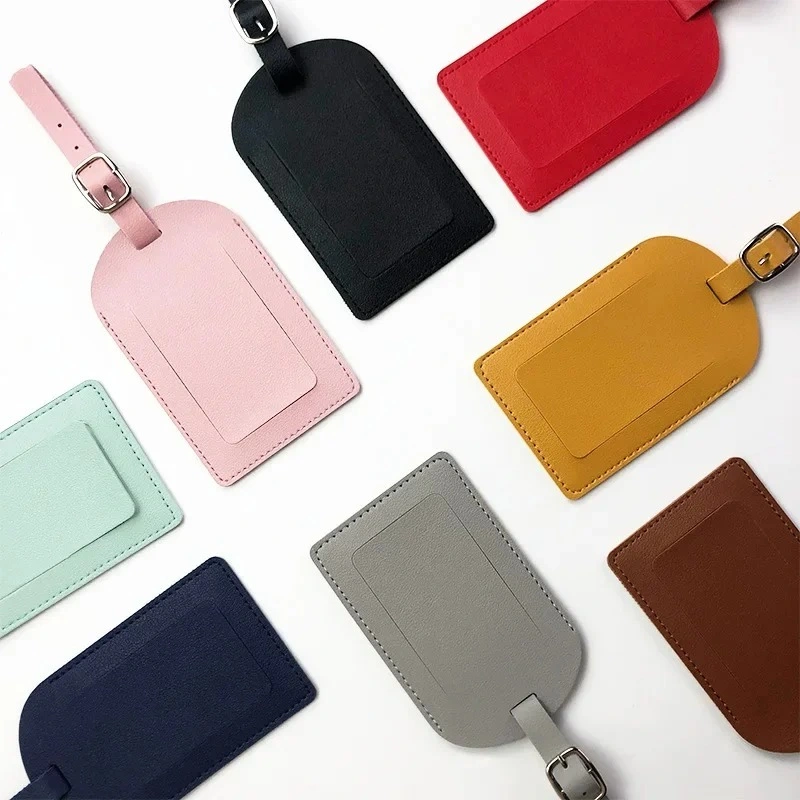 Promotional Leather Luggage Tag Suitcase Label Women Men Baggage Boarding Bag Tag