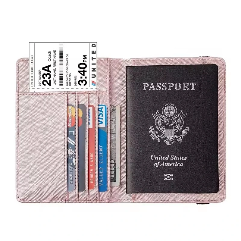 Promotional Cheap Price PU Leather Customized RFID Blocking Travel Wallet Passport Holder