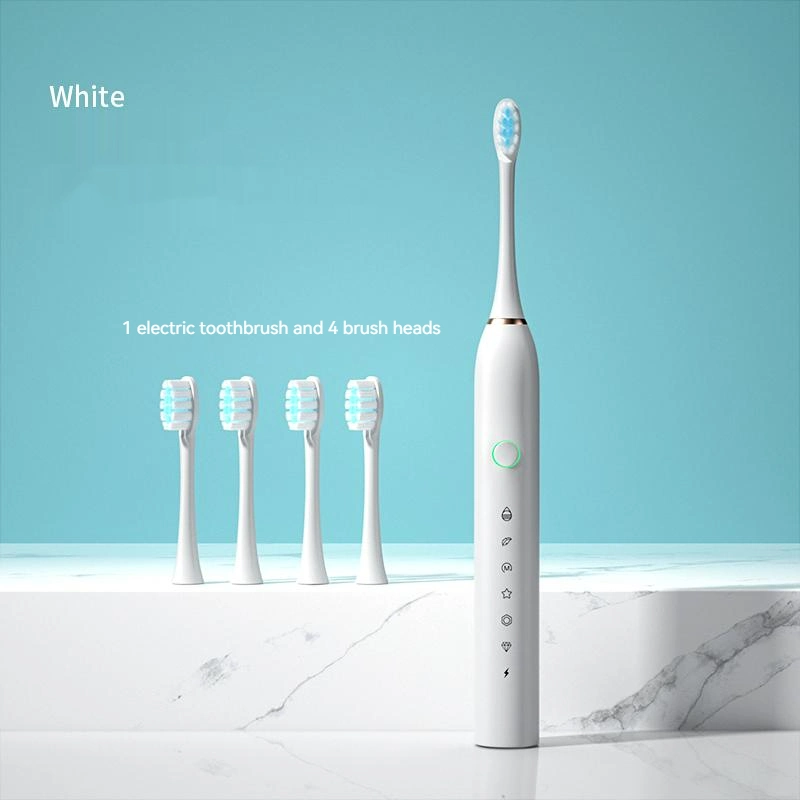 Black Adults - Ultrasonic Brush Heads Smart Timer Rechargeable Electric Toothbrush