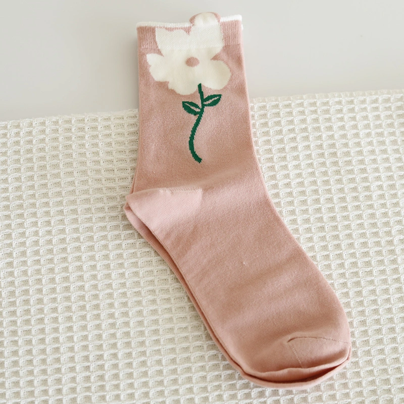 Tulip Flower MID-Thigh Women Spring and Summer Three-Dimensional Small Flower Petals Long Ins Tide Japanese Sweet Wind Cotton Socks