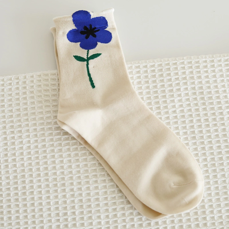 Tulip Flower MID-Thigh Women Spring and Summer Three-Dimensional Small Flower Petals Long Ins Tide Japanese Sweet Wind Cotton Socks