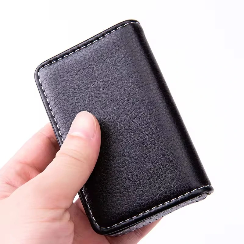 Promotional Custom Logo PU Leather Covered Business Card Case Leather Card Holder