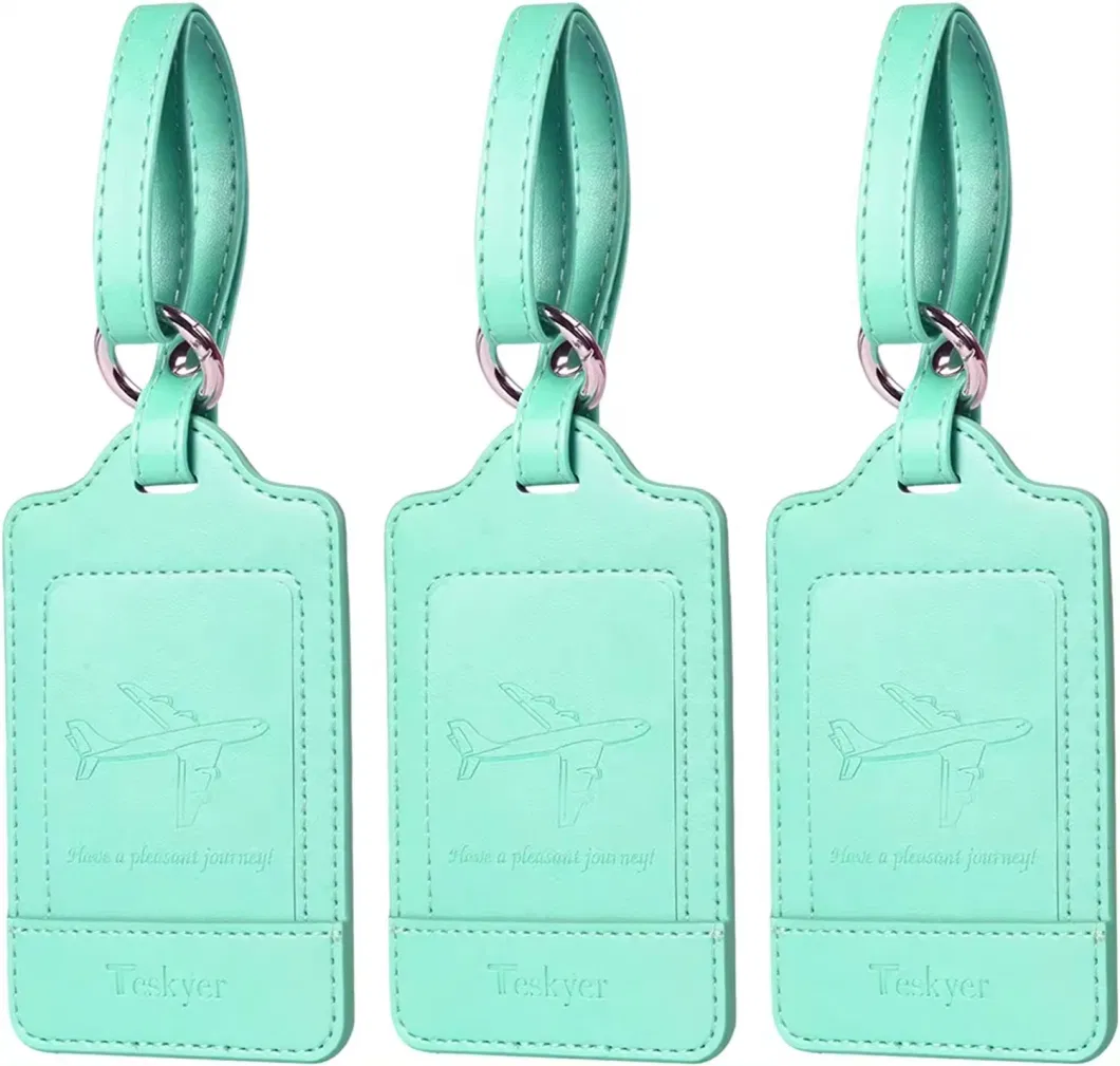 Promotional Custom Leather Luggage Tag Logo Printed Premium PU Travel Suitcase Label