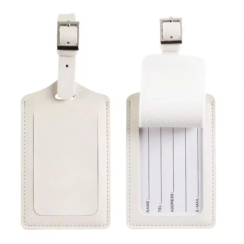 Promotional Waterproof Travel Name Tag Custom Logo White PU Leather Luggage Tag