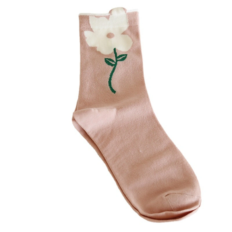 Tulip Flower MID-Thigh Women Spring and Summer Three-Dimensional Small Flower Petals Long Ins Tide Japanese Sweet Wind Cotton Socks