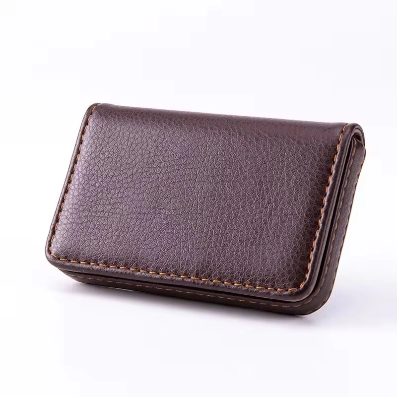 Promotional Custom Logo PU Leather Covered Business Card Case Leather Card Holder