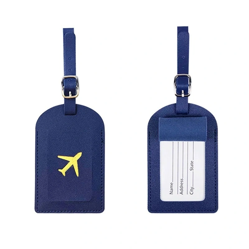 Promotional PU Leather Luggage Tag Suitcase Identifier Label Baggage Board Bag Tag