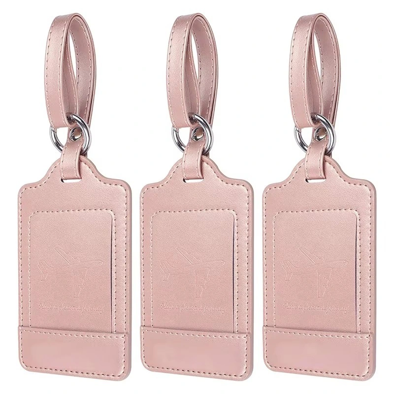 Promotional Custom Leather Luggage Tag Logo Printed Premium PU Travel Suitcase Label