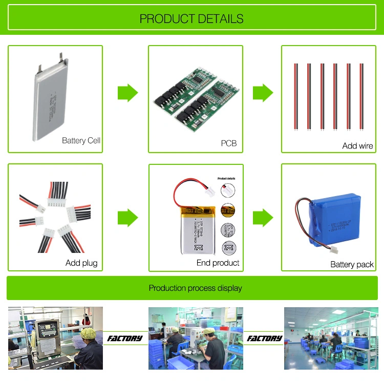 Energy Storage System Rechargeable Kc RoHS 2000mAh 634169 High Capacity Li Ion Battery for Interpreter