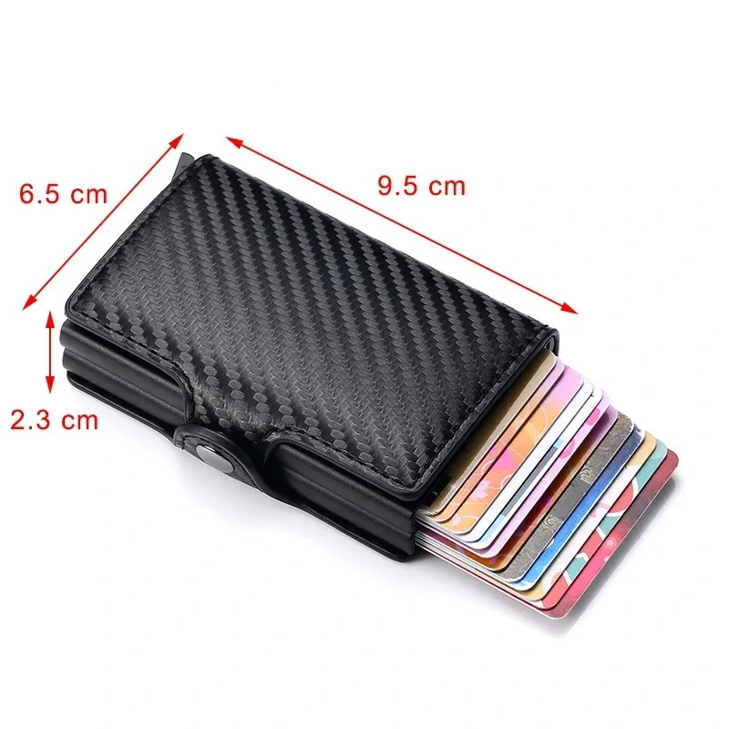 Promotional Carbon Fiber Credit Card Holder Men Double Anti RFID Card Holder