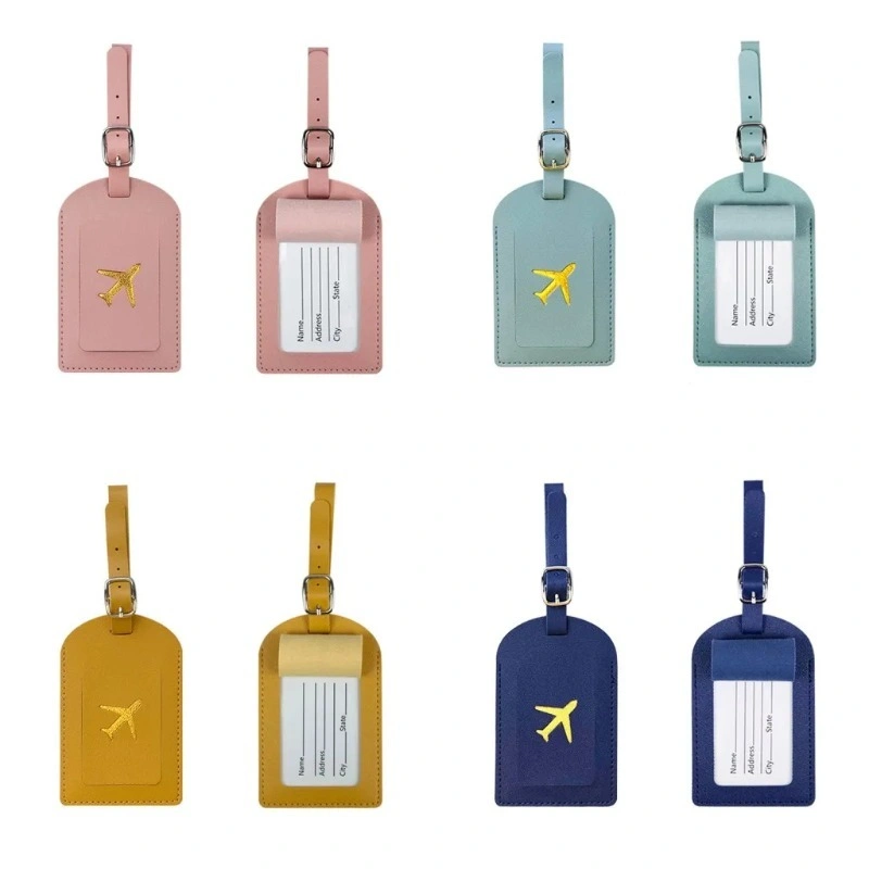 Promotional PU Leather Luggage Tag Suitcase Identifier Label Baggage Board Bag Tag