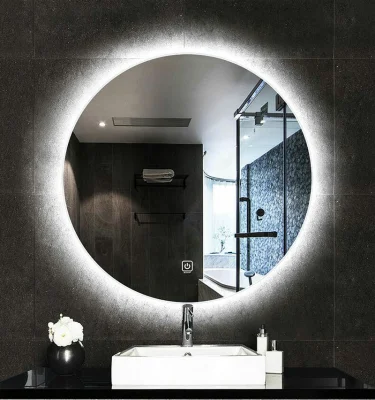 Bathroom Round LED Light Backlit <a href='/smart-mirror/'>Smart Mirror</a> with Touch Switch