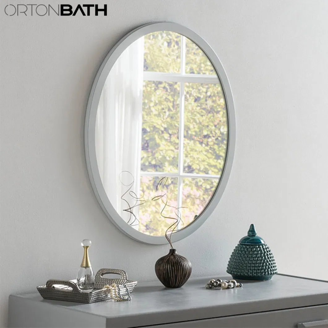 Ortonbath Horizontal Oval Long Large Bathroom Wall Mount Mirror Brushed Metal Frame Hanging Mirror for Living Room, Bedroom