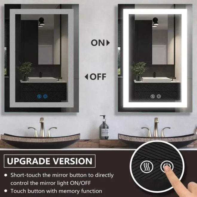 Wall Mounted Frameless Lighted Rectangular Round Bathroom LED Mirror Shower Mirror